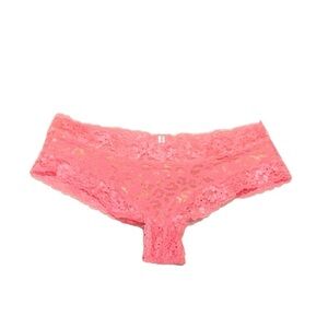 Victoria’s Secret PINK Gold Animal Print Lace Trim Cheeky Panty Small Low Rise